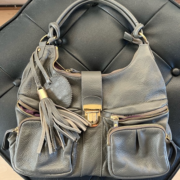 Robert Dice: Vintage Dove Grey Leather Bag unique high quality Y2K style - Picture 2 of 6